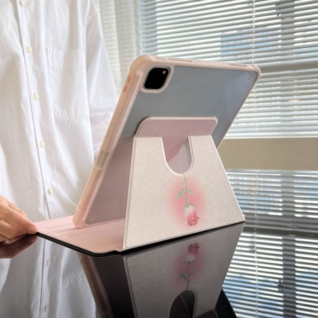 バラ柄 iPad9/8世代ケース アイパッドiPad mini第6世代カバー 10.5/10.2/9.7インチ  卓上スタンド  360度回転可 耐衝撃 折り曲げ防止[M2427]