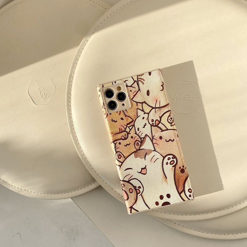 猫柄iphoneSE2ケース スクエアアイフォン12プロ/11カバー 四角 猫柄iphoneSE2ケース スクエアアイフォン12プロ/11カバー 四角