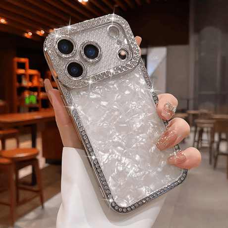 ダイヤライン iPhone17Pro/17ProMaxケース シェル柄 iPhoneAir/17/16Proケース 女子力アップ キラキラ 綺麗 [M5742]