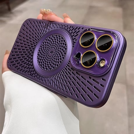 放熱 iPhone16Pro/16ProMaxケース MagSafe iPhone15Pro/14/13カバー 熱中症対策 レンズカバー付 [M4620]