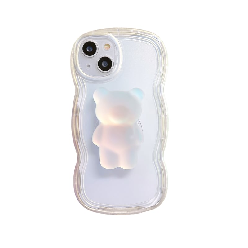 iPhone15対応】クマさんスタンド iphone14/13proケース クリアipho