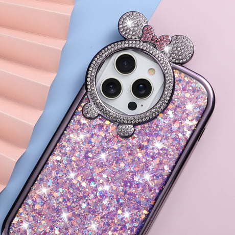 女子力UP iPhone15/15Proケース  ジュエリーリボン キラキラグリッター iPhone14/13Pro/12カバー 可愛い きれい[M4123]