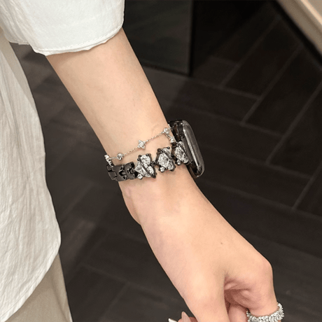 ハートダイヤ AppleWatchバンド 高品質 金属 アップルウォッチ10/9 ベルト Ultra3/2/1 Series 10/9/8 SE3/2/1 高級感キラキラ[M5639]