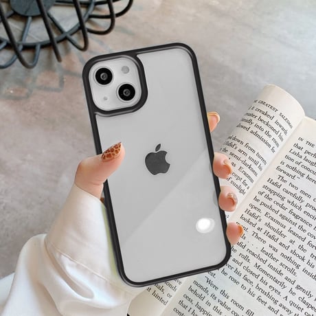 iPhone15/15proケース クリア 光沢 シンプルアイフォン14/13カバー カラーサイド[M3476]