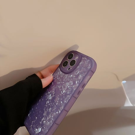 貝殻紋 アイフォン14/13proケース 紫色 キラキラ iPhone12/11proカバー 綺麗 エレガント  女子力アップ[M3337]