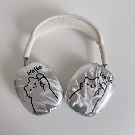 シェル風猫ちゃん AirPodsMax2/1ケース キラキラ感  エアーポッズ マックス専用カバー 丈夫 大人可愛い[M6377]