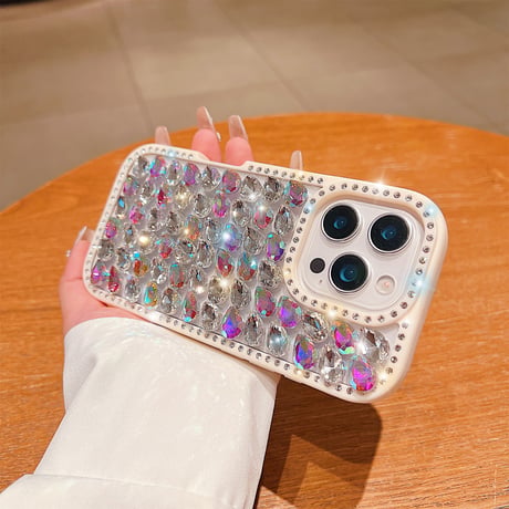豪華ダイヤ iPhone16Pro/16カバー ジュエリー キラキラ iPhone15plus/14/13promaxケース 贅沢 ストラップ 高級感たっぷり [M5291]