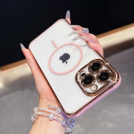 メタリックカラー iPhone16pro/16promaxケース Magsafe充電 カメラ保護 iPhone15/14/13proカバー 黄ばまない お揃い [M5511]