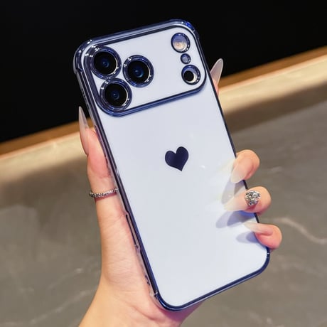ハート柄 iPhone17Pro/17ケース メタルカラー iPhone17AIr/17Promaxケース 女子力UP 艶感 耐久性あり [M5663]