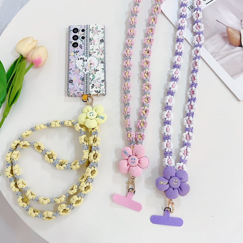 花ニットストラップ 首掛け かわいい 全種類対応 ギフトにおすすめ