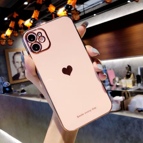 ハート柄 iphone11/12promaxケース 金色枠 アイフォンSE/xsカバー  ツヤあり耐衝撃頑丈スマホケースM290