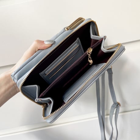 財布型 iphoneケース 大容量 カード/お札/小銭など収納  革製  ショルダー首掛け紐付き 長さが調整可能 全機種対応  高品質M1289