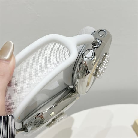 パールハート AirPodsMax専用ケース 艶あり メッキ エアーポッズ マックスカバー オシャレ 可愛い ギフトにおすすめ[M4557]