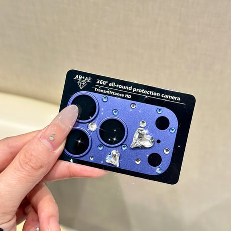 ハートダイヤレンズカバー iPhone17ProMax/17Pro カメラレンズフィルム  金属製  おしゃれ  頑丈 キラキラ 耐久性耐衝撃 [M6502]