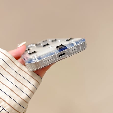 金属リボン iPhone16/15proケース パール iPhone14/13pro/12クリアケース かわいい 女子力高い[M4440]