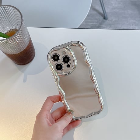 シンプル鏡付 iPhone15pro/15promaxケース 花デザインカメラ ソフトアイフォン14プロ/13promax/12カバー 使いやすい [M4308]