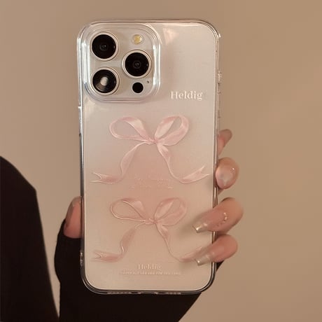 ピンクリボン iPhone15/15pro/15plusケース クリアアイフォン14pro/13/12カバー 使いやすい [M4232]