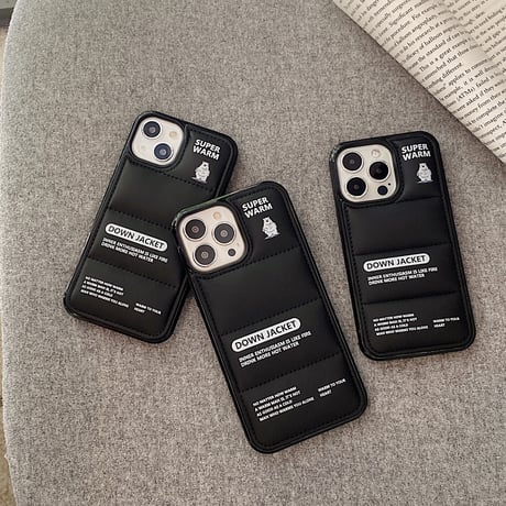 ダウン ホッキョクグマiPhone14pro/14plusケース ブラックカラーiphone13/12/11proカバー ファッション 高品質 男女向け いいギフト [M2588]