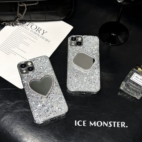 ストーン鏡付 iPhone15/15Proケース キラキラグリッター iPhone14/13Pro/12ケース 可愛い 人気 頑丈[M4020]