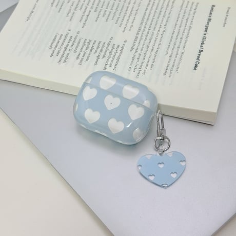 ハート柄 Airpods Pro3ケース 水色 Airpods 4/3カバーケース AirpodsPro2/1 かわいい ギフトにおすすめ [M6422]
