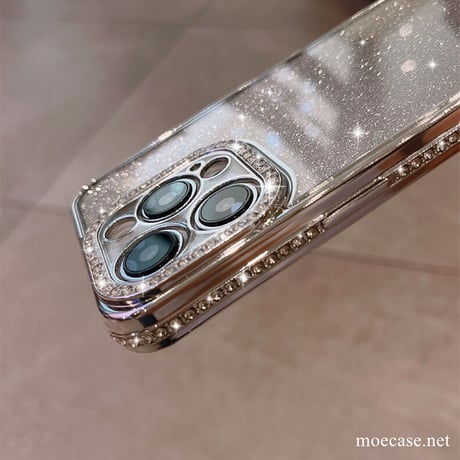 キラキラジュエリー iPhone14pro/14promaxケース グラデーション シール付 iphone13/12/11カバー  オシャレ 綺麗 高級感 大人気[M2437]