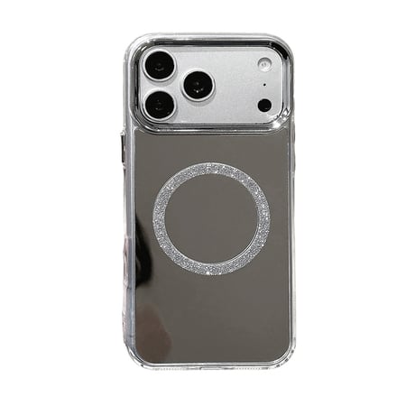 MagSafe対応ミラーiPhone17Pro/17ケース メッキ シルバー iPhone16Pro/Air/15ProMax/17eケース 頑丈 オシャレ[M6494]