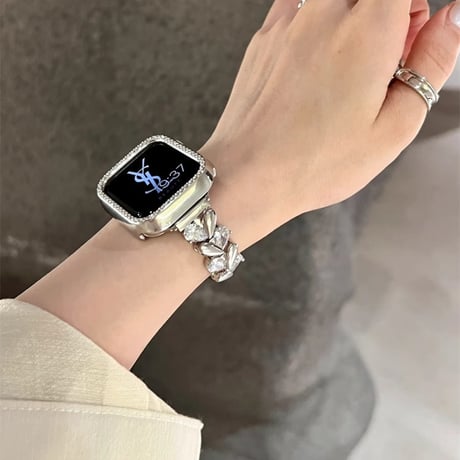 おしゃれ アップルウォッチS10/9 バンド キラキラハート Apple Watch Ultra Series 8 7 6 5 4 シリーズ 3 2 SE SE2 女子力高い[M4596]
