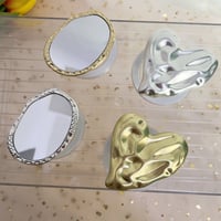 鏡/ハート スマホグリップ  金属 オシャレ シック スタンド 可愛い 粘着タイプ/マグネットタイプ 可愛い 実用 ギフトにおすすめ[M4541]