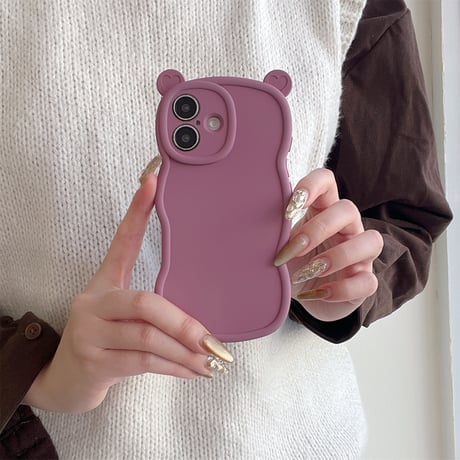耳付 シリコン iPhone16pro/16plusケース うねうね iPhone15pro/14/13proカバー シンプル 可愛い [M4972]