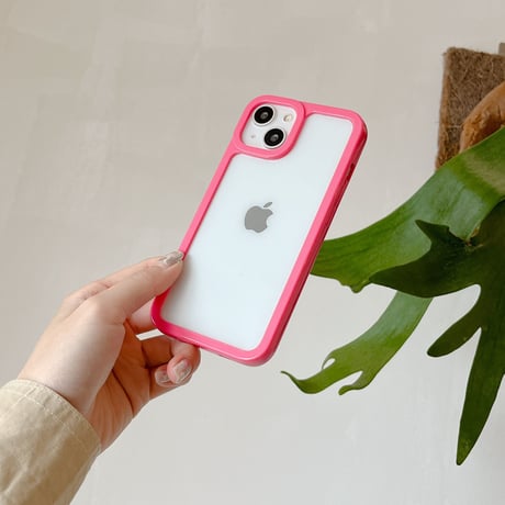 頑丈黄ばまないiphone14/13proケース 透明 アクリル素材 アイフォン12/11カバー  カラー枠 お揃い 男女向け 持ち運びやすい[M2942]
