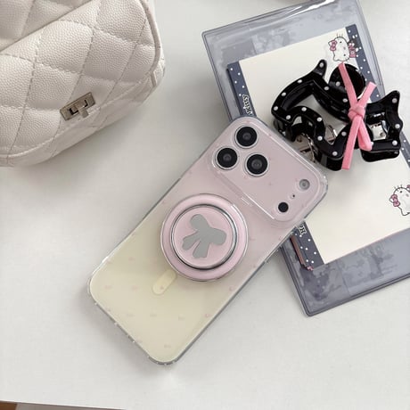 リボンミラーグリップ iPhone17Pro/17ケース MagSafe対応 iPhone17ProMax/16Pro/15ケース グラデーションカラー[M6270]