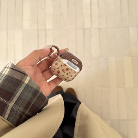 韓国風 AirpodsPro3ケース 花柄  エアポッズ4/3  AirpodsPro2/Proカバー リング/花キーホルダー ギフトにおすすめ [M5886]