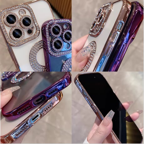 iPhone15/15proケース ストーン クリア オシャレ キラキラ iPhone14/13/12カバー 女子力アップ[M3489]