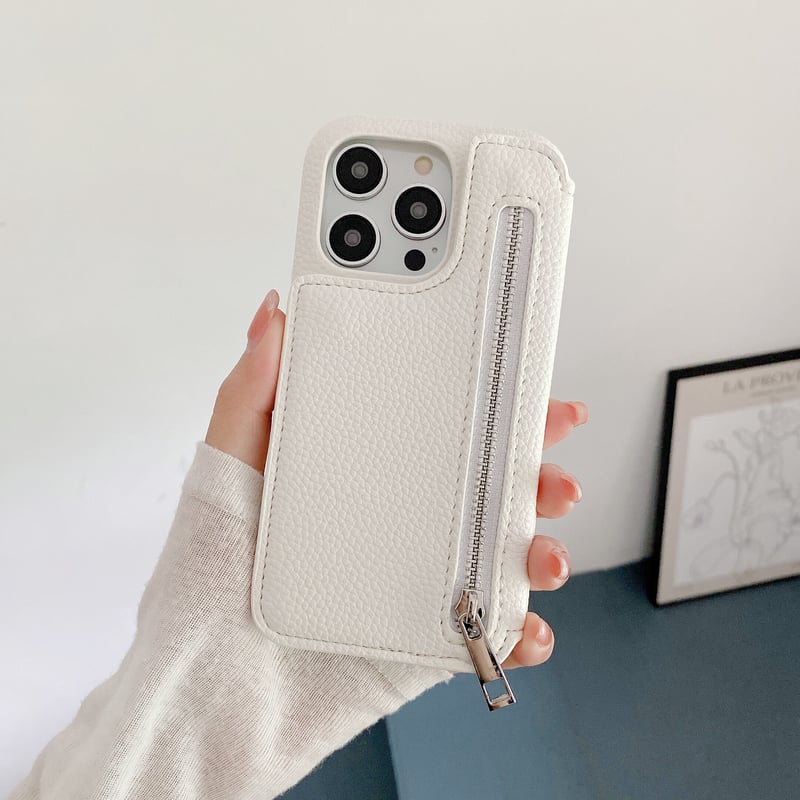 小銭/カード収納 iPhone15/14ケース 鏡付 レザー製iphone13/12/11pr