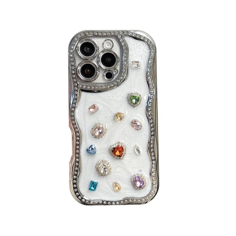 宝石 iPhone16/16proケース うねうね ジュエリー アイフォン15promax/14/13proケース 大人可愛い 女子力UP 丈夫[M5095]