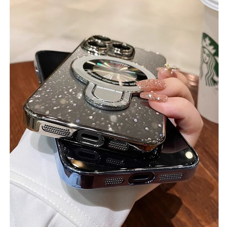 マグセーフ対応スタンド iPhone15/15proケース  キラキラ  アイフォン14/13proカバー カメラ保護 オシャレさんにおすすめ [M3648]
