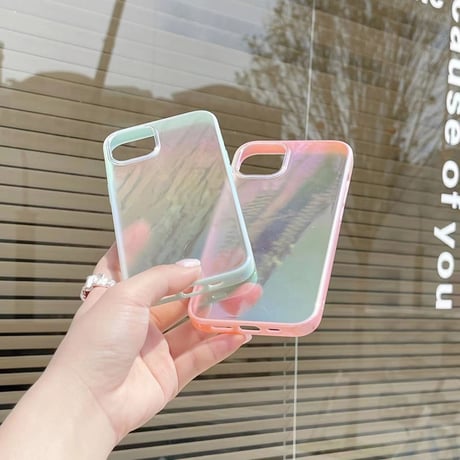 オーロラに光る iphone14/13promaxケース  おしゃれ透明 iphone11/12カバー グラデーションカラー 綺麗 キラキラ[M2085]