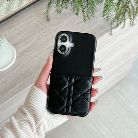 カード収納 iPhone16pro/16promaaxケース キルティング レザー iPhone15pro/14/13promaxカバー 耐久性ある エレガント [M5032]