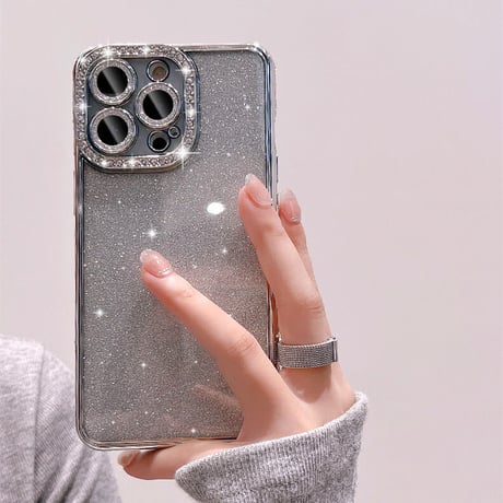 ジュエリー iPhone14pro/14promaxケース キラキララメシール付 iphone13/12/11promaxカバー  オシャレ 高級感 ガールズに大人気[M2388]
