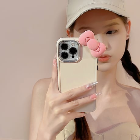 リボン iPhone15/15proケース 可愛い iPhone14pro/13/12カバー お揃い 女子力アップ[M3735]