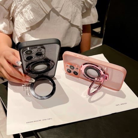 キラキラ MagSafeスタンド iPhone15pro/15promaxケース  クリア iPhone14Pro/13/12カバー 綺麗 女子力アップ コスパ最強[M3708]