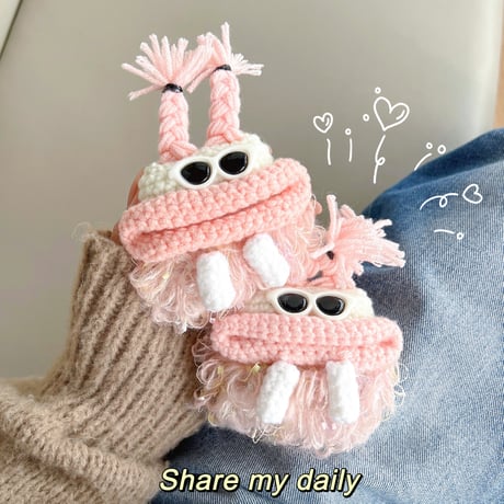 ニット女の子 Airpods4/3ケース  メガネ付き ふもふも airpodspro2/proカバー  めっちゃ可愛い 柔らかい 温かい キュート[M4721]