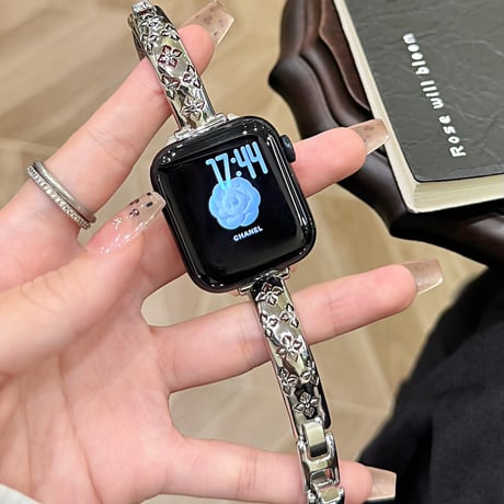 メタルブレスレット風  AppleWatchバンド 高級感ウォッチバンド ベルト Series 11/10/9/8 SE3/2  Ultra3/2/1 透かし彫り[M6231]
