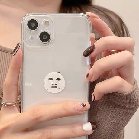 シートパックマスク柄 iPhone16/15pro/14/13promaxケース 透明 iphone12mini/11proカバー   超可愛い SNS人気M1114
