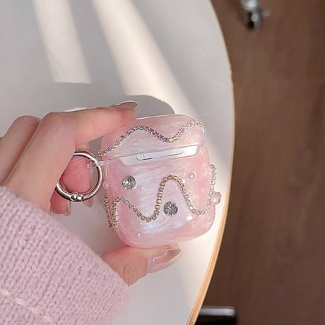 ダイヤデコ Airpods 4ケース ピンクシェル風 Airpods3/Pro2ケース airpodsproカバー ストラップ付 上品 高級感高品質[M5098]