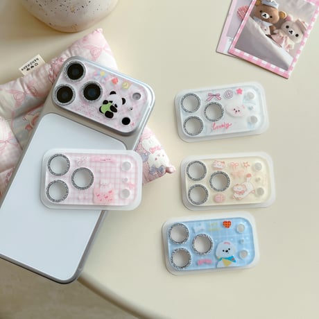 可愛い動物柄 カメラ保護カバー  iPhone17Pro iPhone17ProMax ガラスレンズフィルム  頑丈 人気 傷から保護 ギフトにおすすめ [M5931]