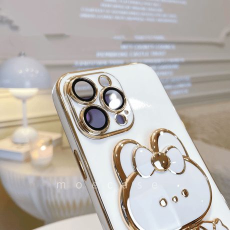 兎ミラースタンド  iPhone14/15Proケース  かわいい 多機能 メッキ アイフォン13/12mini/11proカバー オシャレ ギフトにおすすめ[M2701]