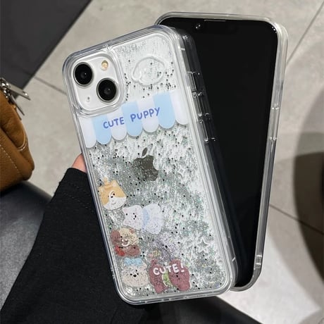 動く液体 iPhone15/15proケース 猫/犬ちゃん iphone14pro/13/12proカバー ストレス解消 頑丈 面白い [M4183]