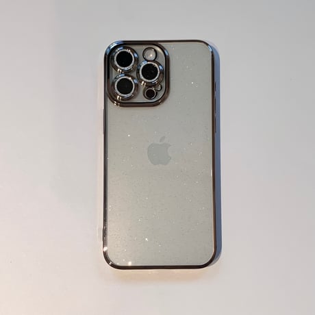 黄ばまないキラキラ iPhone15/15proケース  ナチュラル/ブルーチタニウム iPhone14/13/12 ラメレンズフイルム 軽量丈夫[M3942]