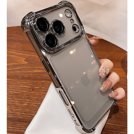 耐衝撃 iPhone17pro/17promaxケース レンズ保護カバー付 iPhone17/17Airカバー 黄ばまない メッキライン[M5645]